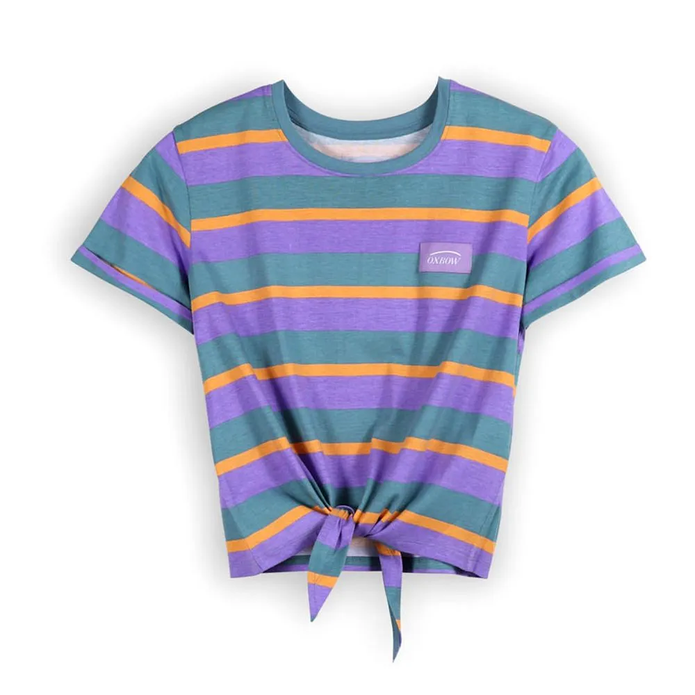 Oxbow Women Striped knotted t-shirt Tosked Lilac