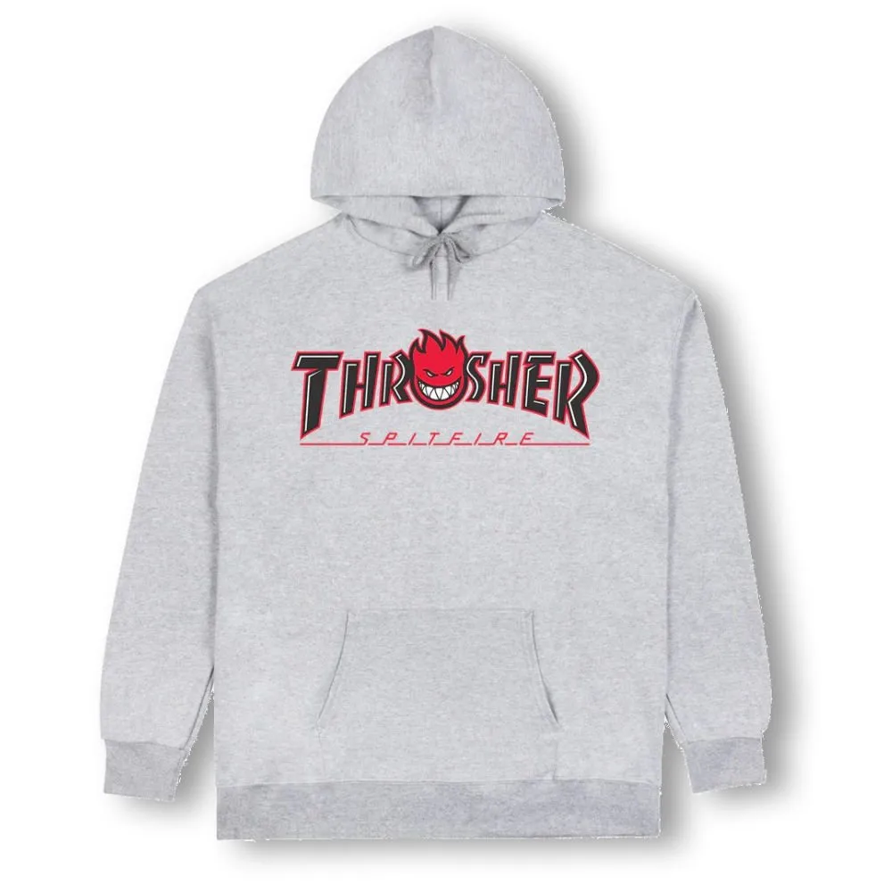Thrasher x Spitfire Big head Outline Hoodie Ash grey