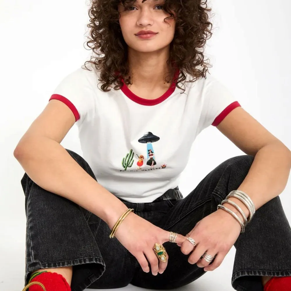 Volcom Women Mickey Mason crop top off white