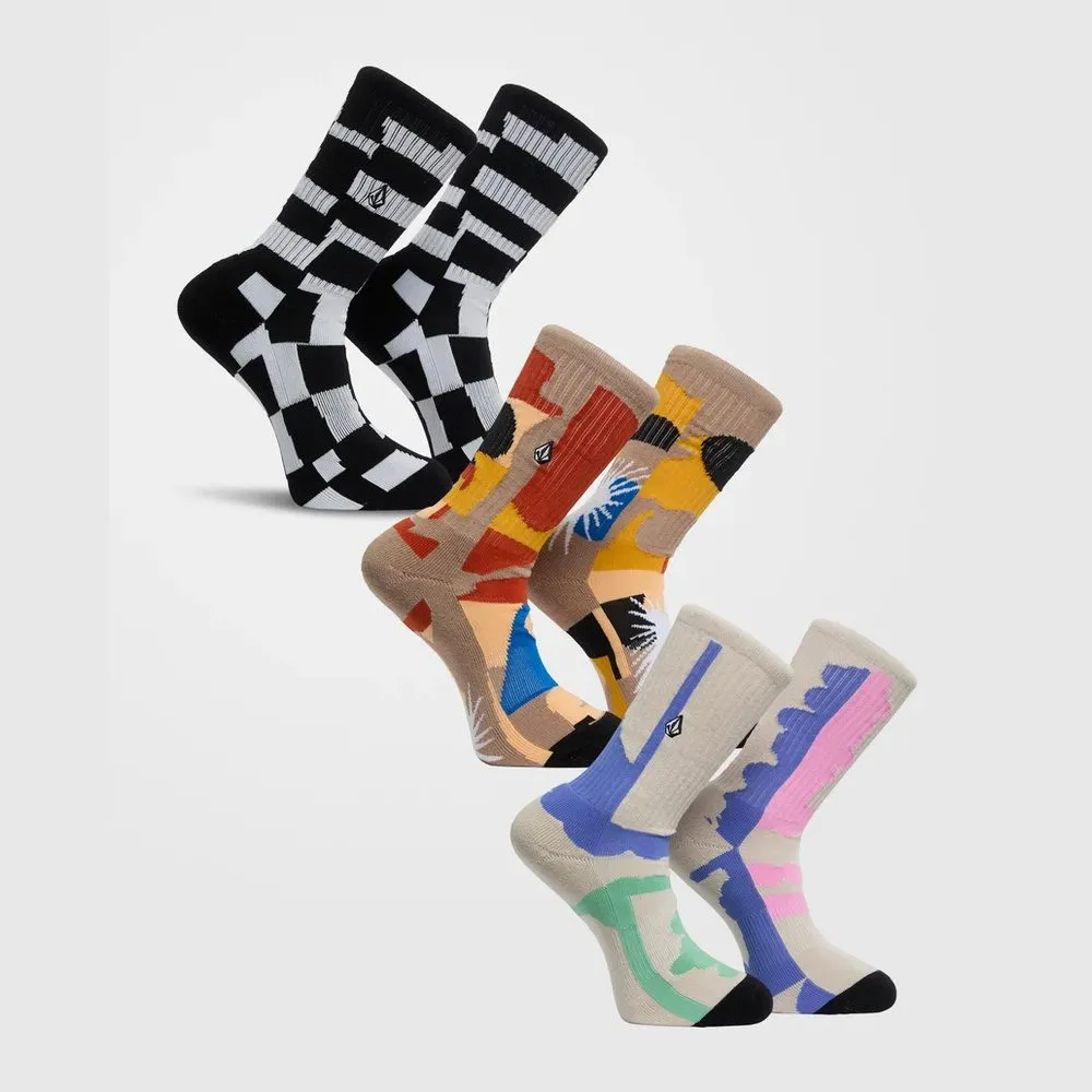 Volcom Carrau Print Mixer Socks – 3 Pack